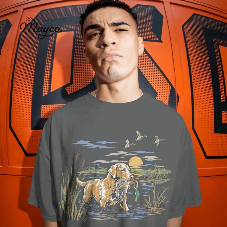 yellow lab sublimation png, duck hunting sublimation, high resolution png download, transparent background png, printable dog clipart, instant download shirt design, png for t shirt printing, heat press hunting png, digital download dog design, commercial use png, craft file for shirts, small business png, printable hunting artwork