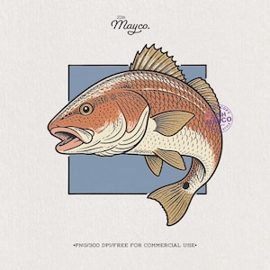 Koszulka wędkarska Red Drum Fish PNG Retro Saltwater Redfish Coastal Fishing Digital Download