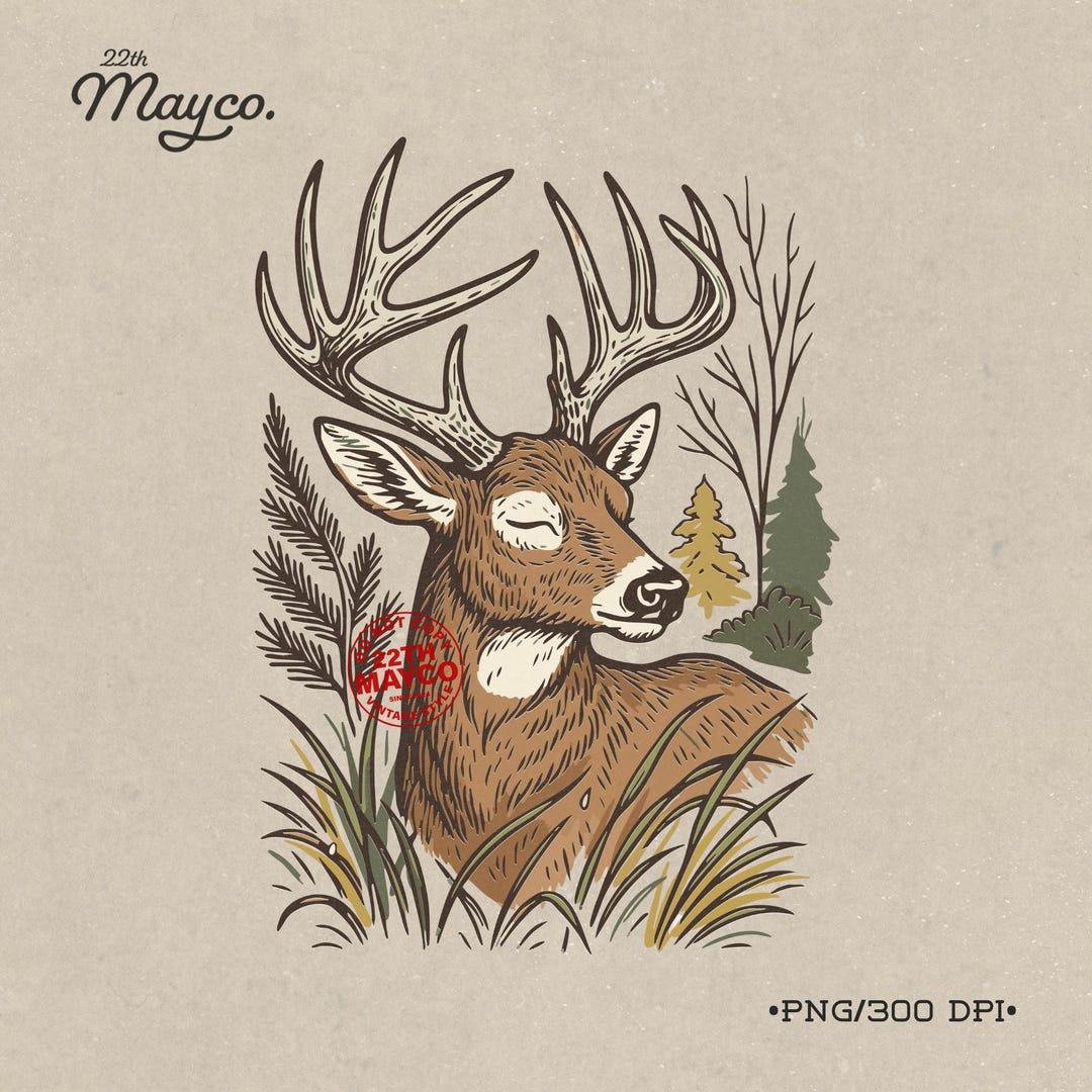 Vintage Whitetail Deer PNG, Rustic Buck Clipart (digital Download) - Etsy