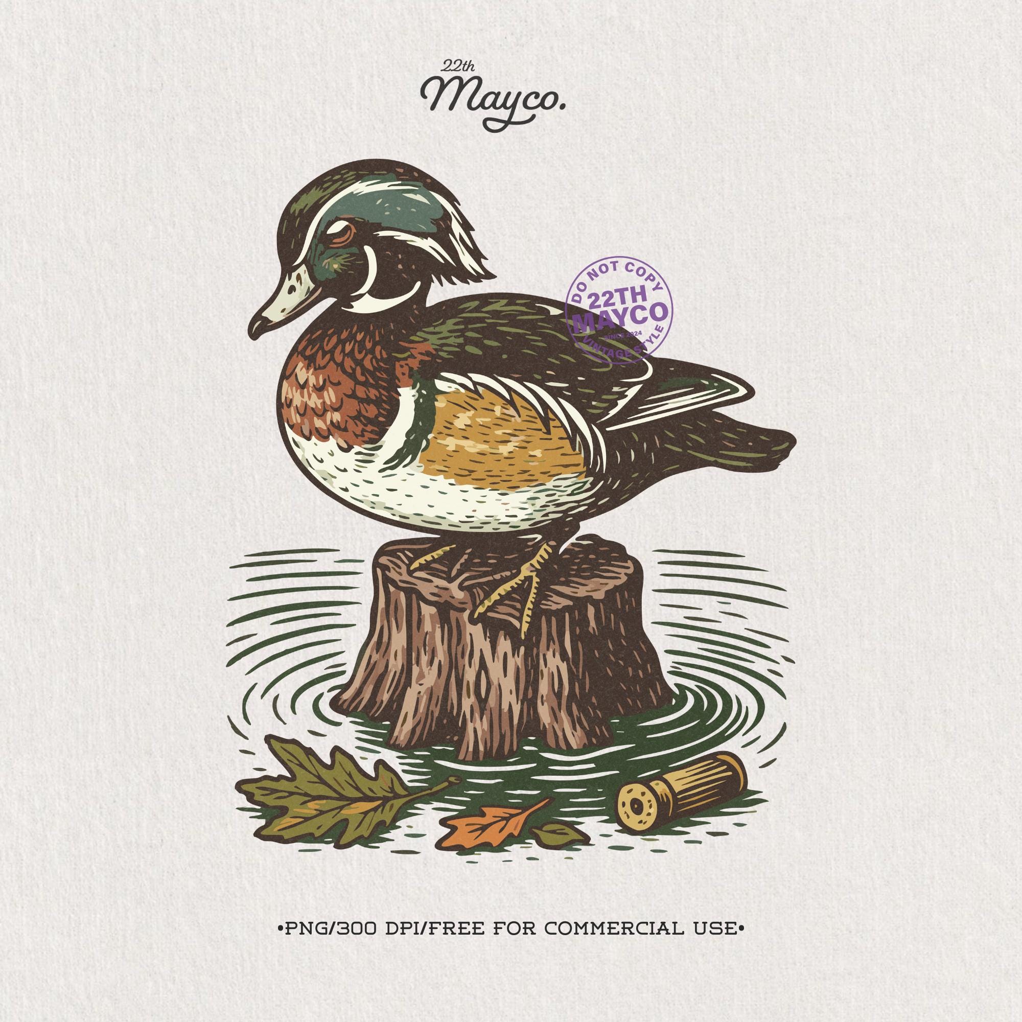 Vintage Wood Duck PNG, Retro Hunting Clipart (digital Download) - Etsy