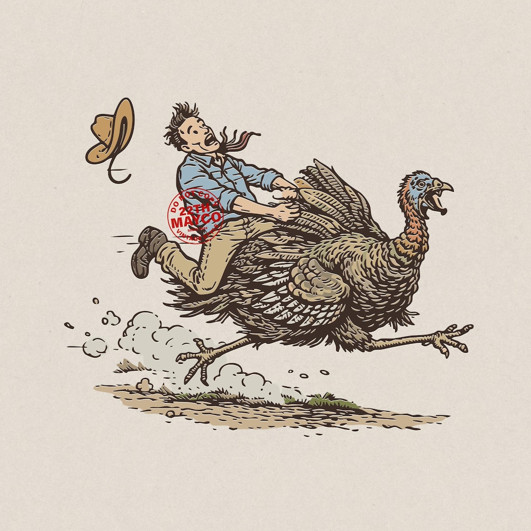 Cowboy Riding Turkey Funny Cowboy Turkey Rodeo PNG, Vintage Western Thanksgiving Sublimation ...