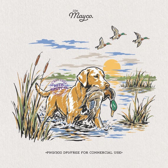 Yellow Lab Duck Hunting PNG, Labrador Retriever With Mallard Sublimation Design, Waterfowl Hunter Dog Shirt, Digital Download