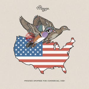 Patriottische houten eend PNG, Amerikaanse vlag kaart sublimatie ontwerp natuur Amerikaanse watervogels eend jacht Vaderdag digitale download