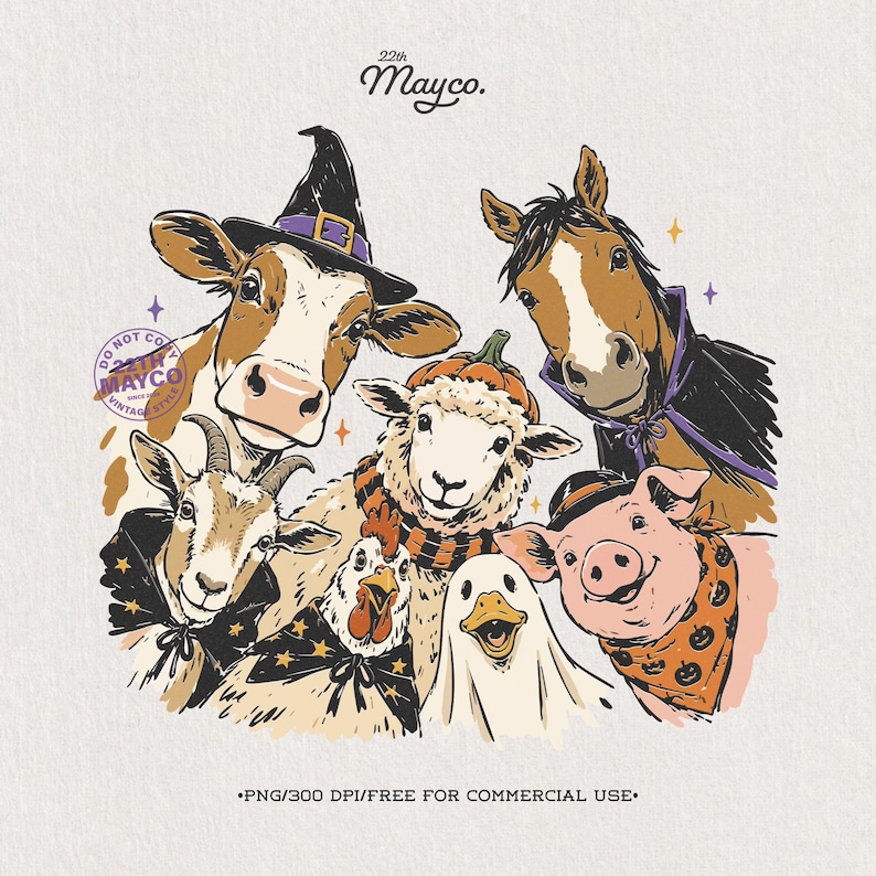 halloween farm, farm animals png, cow png, horse png, pig png, goat png, sheep png, duck png, chicken png, spooky cute, farmhouse png, fall png, sublimation png
