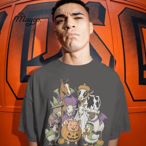 Halloween-Bauernhoftiere (PNG), niedliches, gruseliges Bauernhof-Sublimationsdesign, Kuh-, Schweine-, Enten- und Hühnerkostüm-Shirt (digitaler Download) Bild 11
