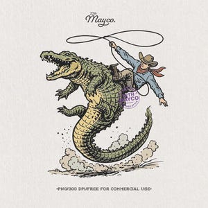 Cowboy Riding Gator PNG Vintage Western Alligator Florida Swamp Rodeo Shirt Digital Download