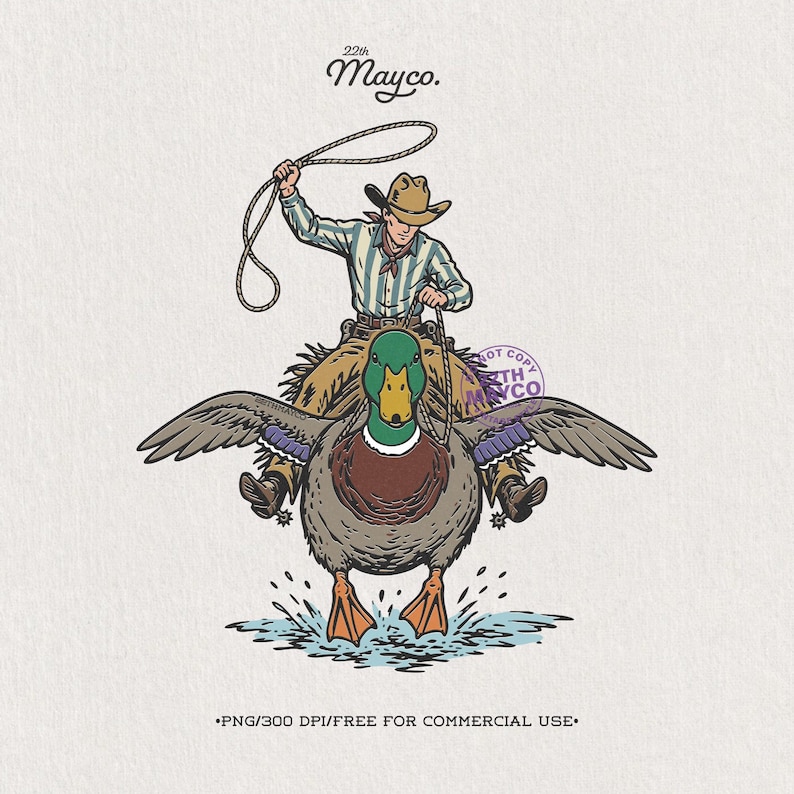 funny cowboy riding mallard duck png, whimsical western duck hunter illustration, vintage screen print duck riding graphic, retro outdoor lake life humor art, mallard duck rodeo digital download, quirky animal rider shirt design, duck lover gift for him, rustic lodge decor duck graphic, humorous waterfowl hunting art, cowboy duck lassoing png, whimsical wildlife shirt design, outdoor adventure duck clipart, funny western gift for hunter, duck riding enthusiast art, lake house humor print
