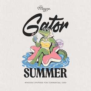 Gator Summer PNG, Funny Alligator Pool Float Sublimation Design, Beach Vacation Shirt, Florida Summer Animal Digital Download