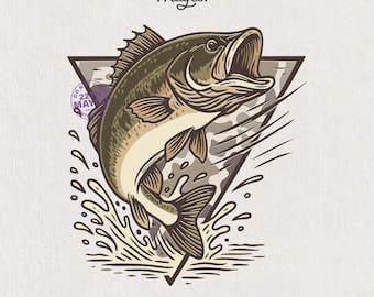 Camo Bass Fishing PNG, Largemouth Bass Sublimation (Digital Download)