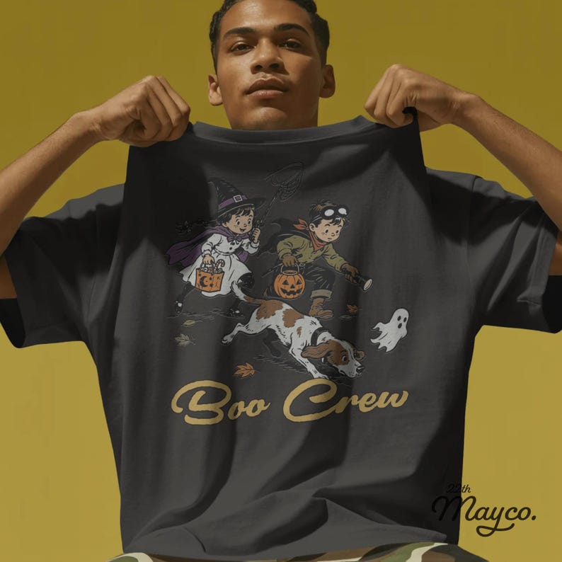 Boo Crew PNG, Vintage Halloween Kids And Dog Sublimation Design, Trick Or Treat Shirt, Spooky Cute Digital Download image 8