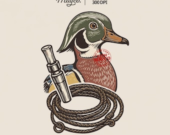 Imagem PNG vintage de pato-carolino, presente para caçador (download digital)