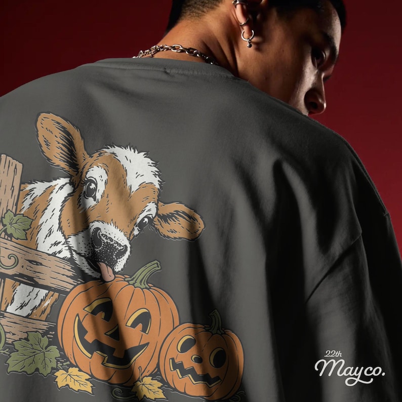 halloween cow png for shirts, hereford calf sublimation design, pumpkin patch cow sweatshirt png, farm animal t shirt file, spooky farm png for dtf printing, cow lover design for hoodies, autumn cattle png for tote bags, pumpkin season file for mugs and tumblers, printable halloween clipart, high resolution transparent png, instant digital download for crafters, diy fall farm shirt file, vintage cow sublimation, farmhouse halloween png