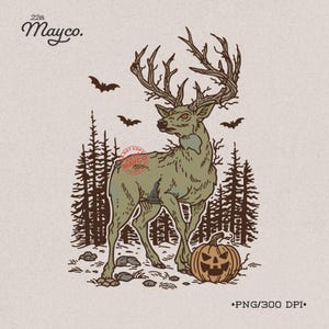 Spooky Deer Halloween PNG: Zombie Ghost, Rustic Sublimation (Digital Download