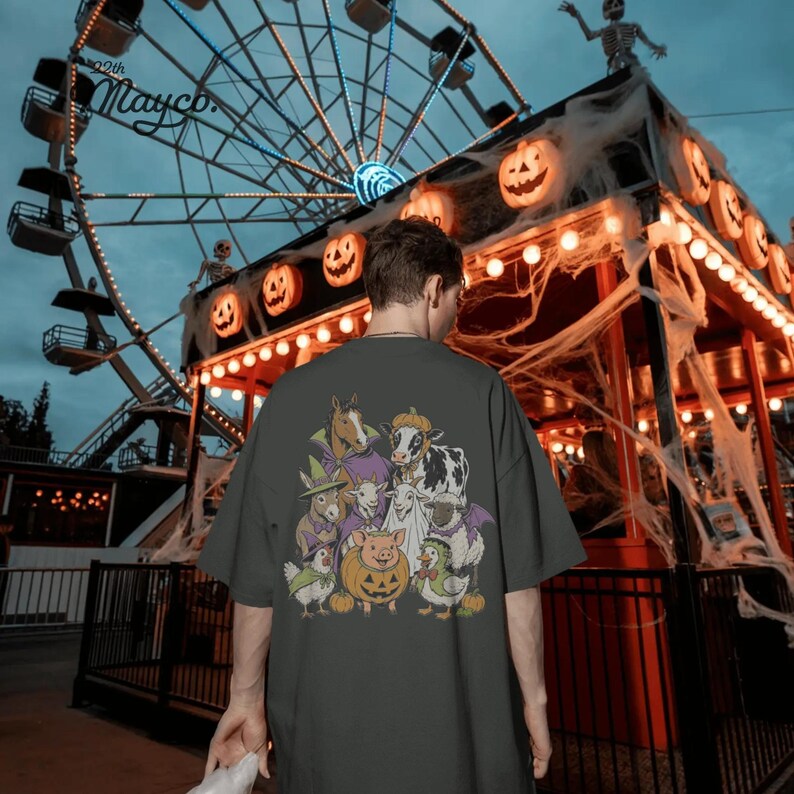 halloween sublimation png, farm animal sublimation design, high resolution png download, transparent background png, printable farm clipart, instant download shirt design, png for t shirt printing, heat press halloween png, digital download barnyard design, commercial use png, craft file for shirts, small business png