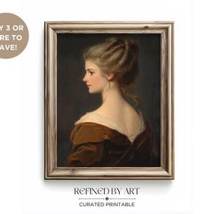Vintage Woman Portrait, Graceful Oil Painting, Dark Academia Wall Art (Printable)