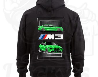 BMW M3 M4 Sweatshirt hoodie in Signal Green Verde Mantis S M L XL 2XL 3XL  by Luckys Custom Tees