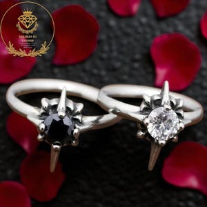 North Star Black Stardust Ring: Gothic Biker Stainless Steel Jewelry