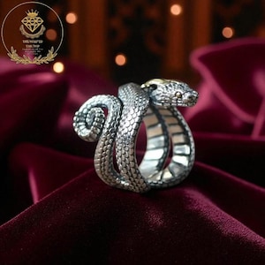 Vintage Snake Ring for Men & Women • Adjustable Gothic Serpent Ring • Metal Jewelry • Punk Rock Hip Hop Style • Gift for Reptile Lovers