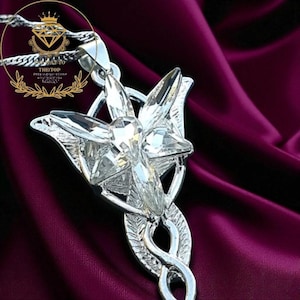 Arwen Evenstar Necklace | Elf Princess Pendant | Silver Color Crystal Zirconia Jewelry | Fantasy Fashion Sparkling Gift for Women