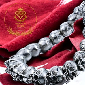 Bracelet tête de mort gothique, bijoux motard en alliage de zinc, bracelet punk celtique fait main, bracelet tête de mort gothique, cadeau pour lui, cadeau pour elle, bijoux sombres