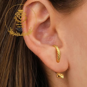 Serpent Ear Jacket Stud Earrings: Gothic Snake Jewelry