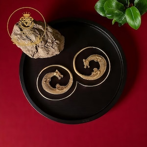 Dragon Hoop Earrings, Spiral Dragon Hoops for Women, Gothic Fantasy Earrings, Mythical Creature Jewelry, Unique Gothic Gift Idea