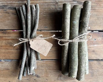Natural Holly Wood Crafting Sticks & Mini-Logs - 6" Sections in Bundles, Altar Spellwork Supplies; Floral Decor; Foraged