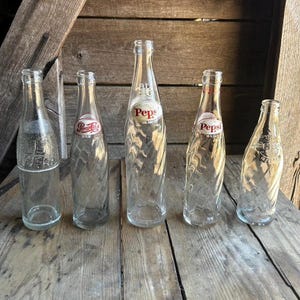 Vintage Pepsi-Cola Glass Bottle: 1950s Swirl Soda Pop Memorabilia