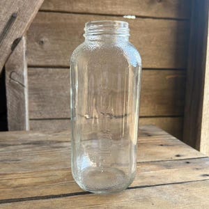 Vintage Anchor Hocking Glass Refrigerator Jar: Embossed Water Juice Bottle