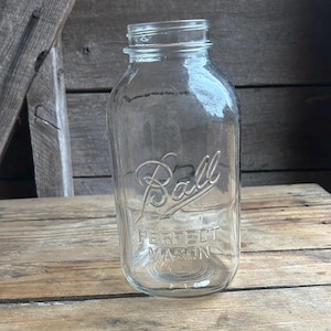Vintage Ball Perfect Mason Half Gallon Jar | 1920s-1930s Antique Canning Jar | Square Sided, Regular Mouth, Ribbed Sides #12 | Retro Kitchen