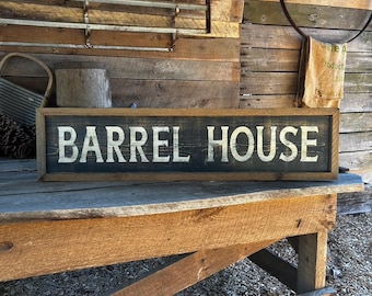 Handmade Rustic Wooden Barrel House Sign: Western Gothic Decor