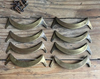 Midcentury Modern Brass Drawer Pulls - Set of 8 - Salvaged Hardware