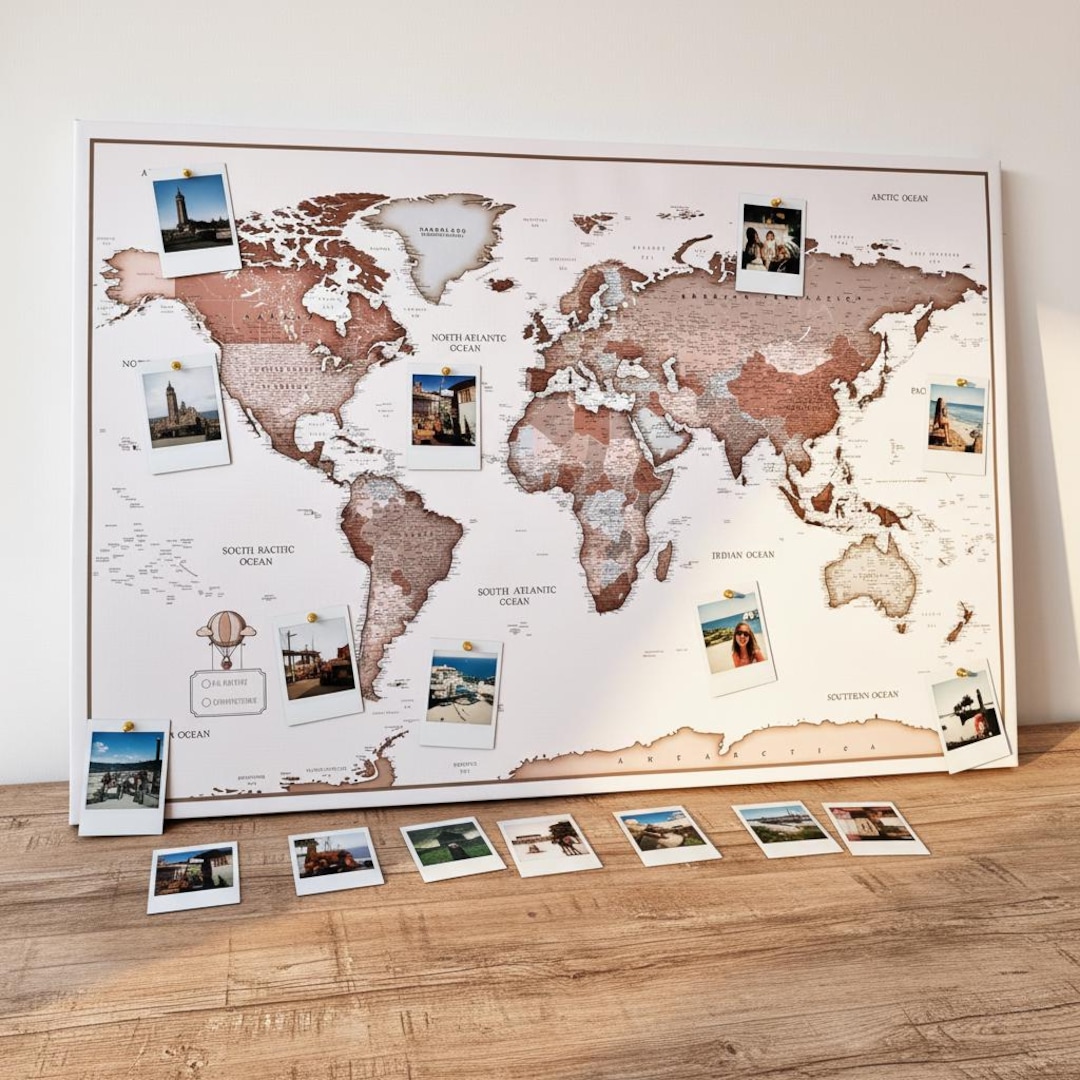 Personalized Push Pin World Map - Detailed Travel Pin Board - Large ...