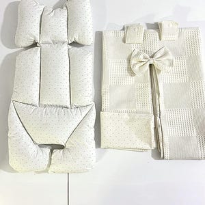 Set Liner Parasol y Cojín – 100 % Algodón, Hecho a Mano, Blanco Roto, Motivo de Lunares, Universal, Envío Gratis