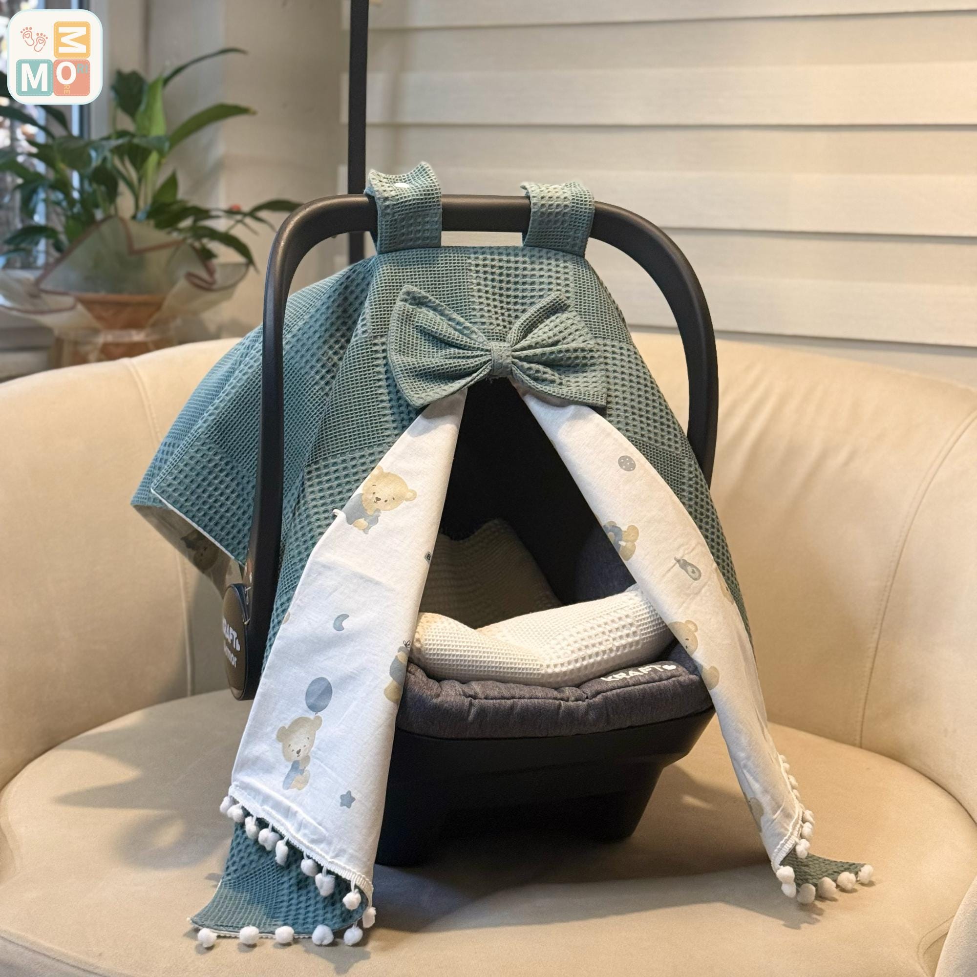 Waterproof Baby Car Seat Cover - Universal Fit With Peek-a-Boo Window (Gray)