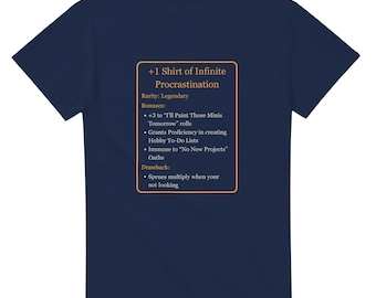 Funny DnD T-Shirt: Plus 1 Shirt of Infinite Procrastination, RPG Gamer Tee
