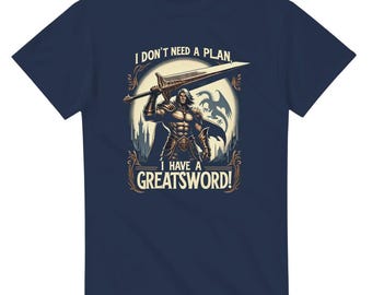 DnD Fighter T-Shirt: Funny Greatsword RPG Tee, Dungeon Master Gamer Gift