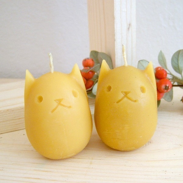 Kitty Egg Beeswax Candles - Set of 2