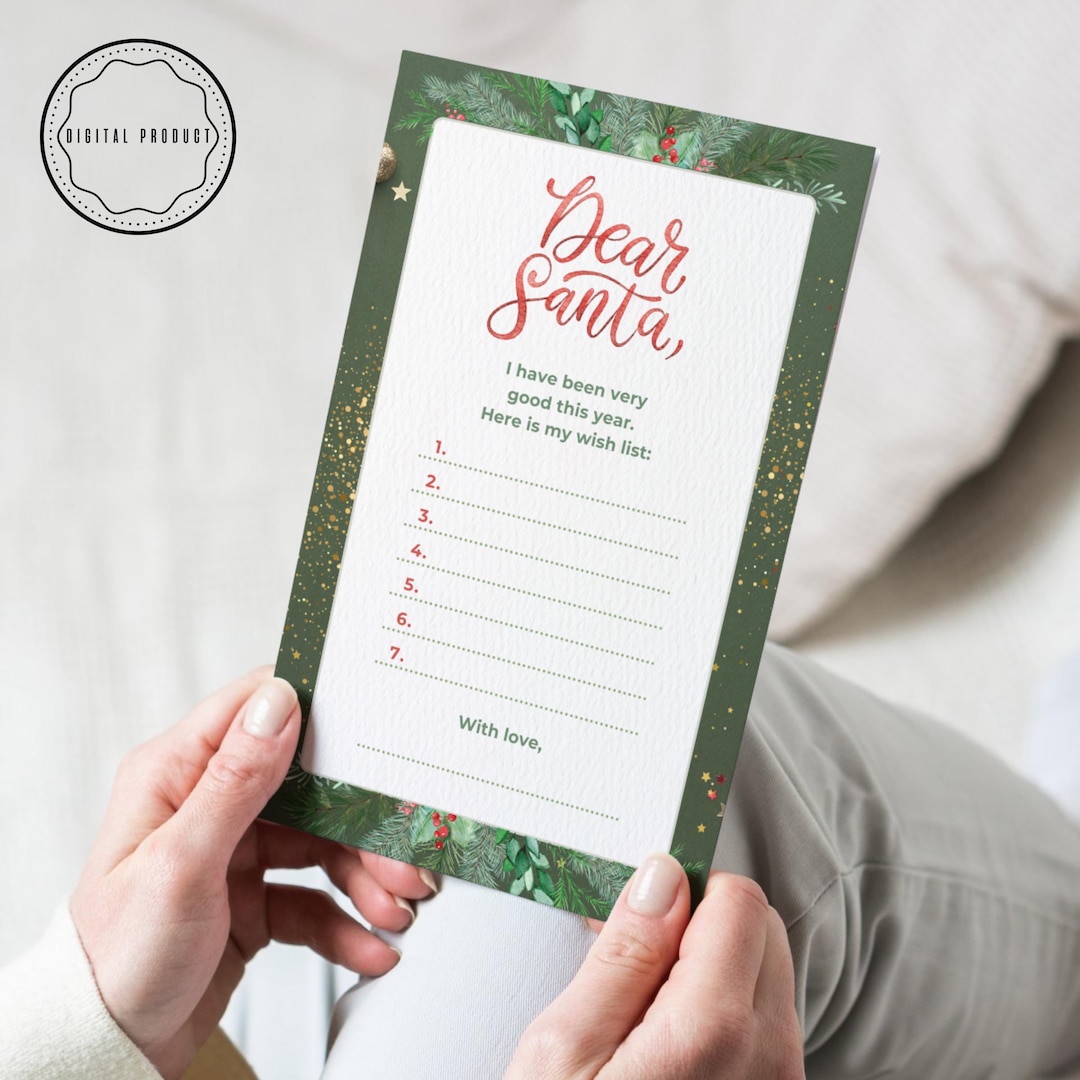 Printable dear Santa Wish List Template PDF Christmas Letter Etsy UK