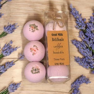 Lavender Bath Bomb with Goat Milk and Colloidal oats Lavender Bath Bomb bath bomb with milk Skincare gift Party Favor Spa gift Birthday gift