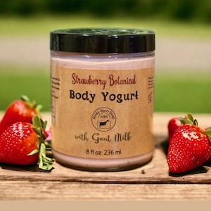 Strawberry Body Yogurt Lotion Scented or Unscented Non Oily Skin hydration Strawberry Body Lotion with Goat Milk and fruit complex