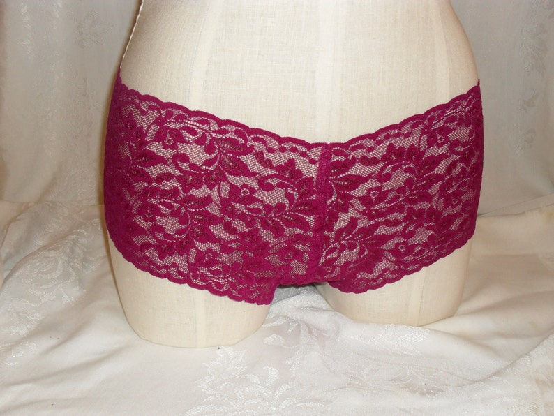 Last pair Boyshorts in Raspberry Stretch Lace Size Medium