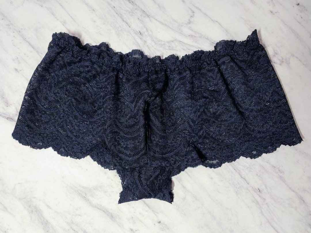 Mens Boyshort Style Panties in Black Stretch Lace, More Colors of Lace