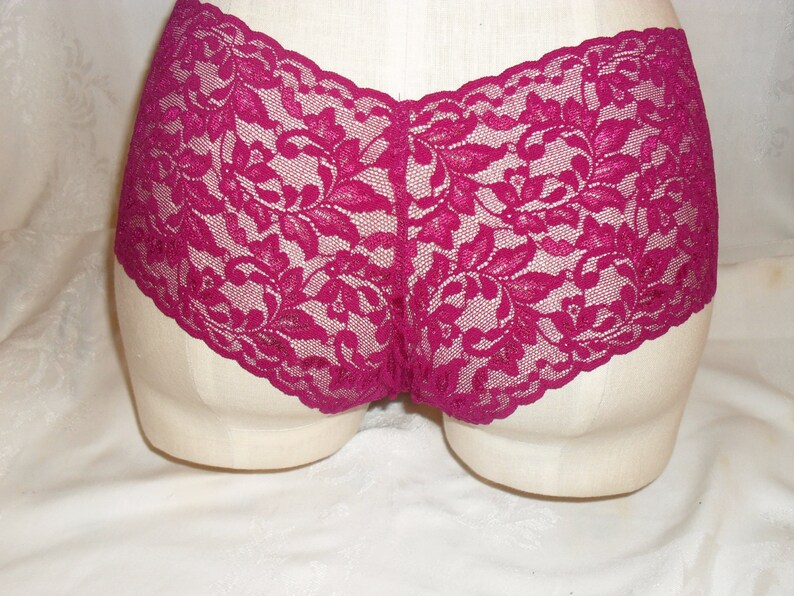 Last pair Boyshorts in Raspberry Stretch Lace Size Medium