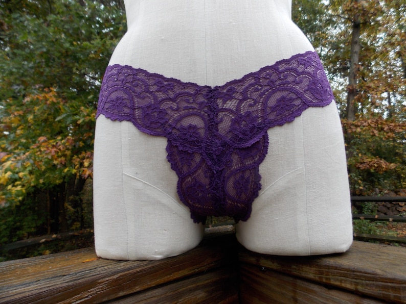 Thong Panties in Purple Stretch Lace