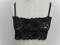 Crop Top Camisole in Black Stretch Lace with Adjustable Bra Straps