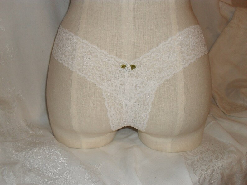 Thong Panties In Ivory Stretch Lace Sexy Wedding Bridal Etsy