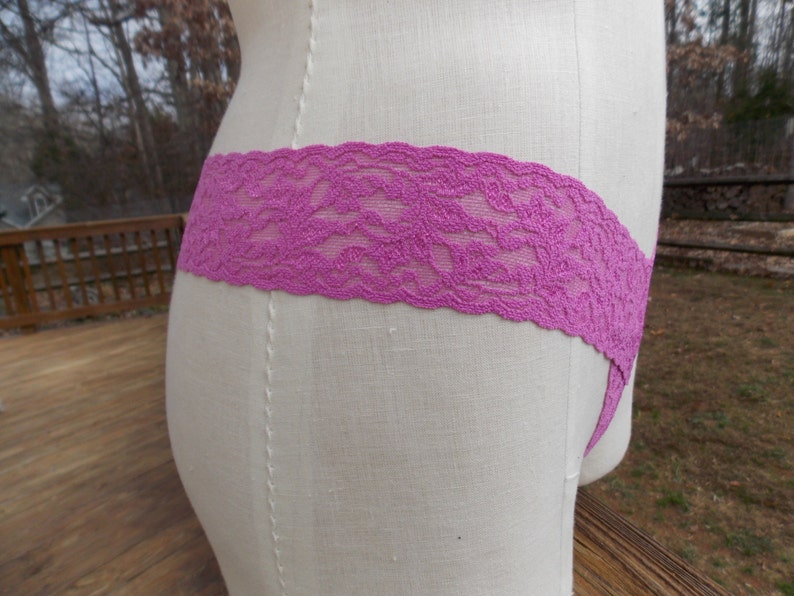 Thong Panties in Orchid Pink Stretch Lace