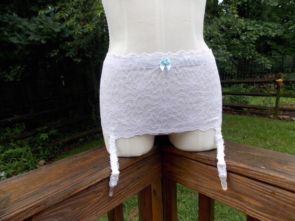 Garter Belt Retro Style in White Stretch Lace With Ruffled Etsy