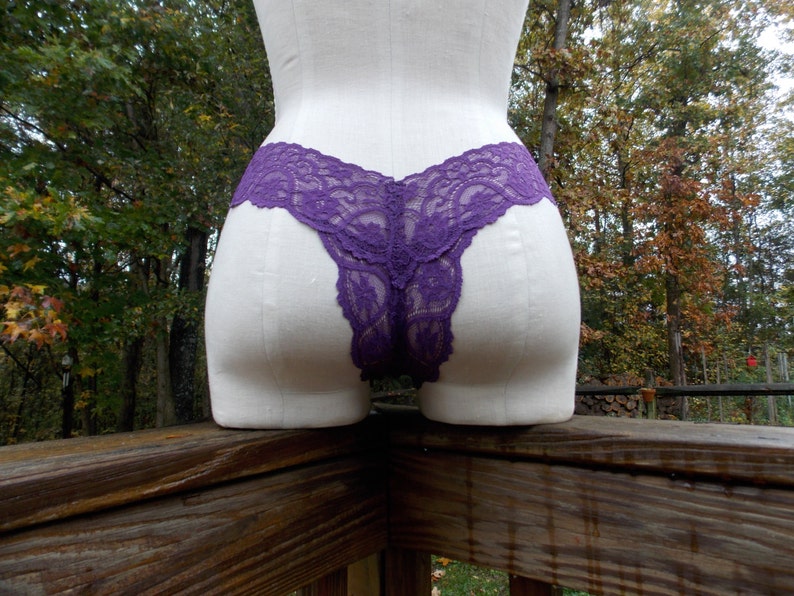 Thong Panties in Purple Stretch Lace